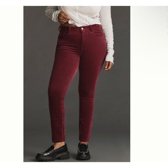 Anthropologie Pilcro Skinny Corduroy High Rise Jeans 18w Nwt Red Stretch Pants